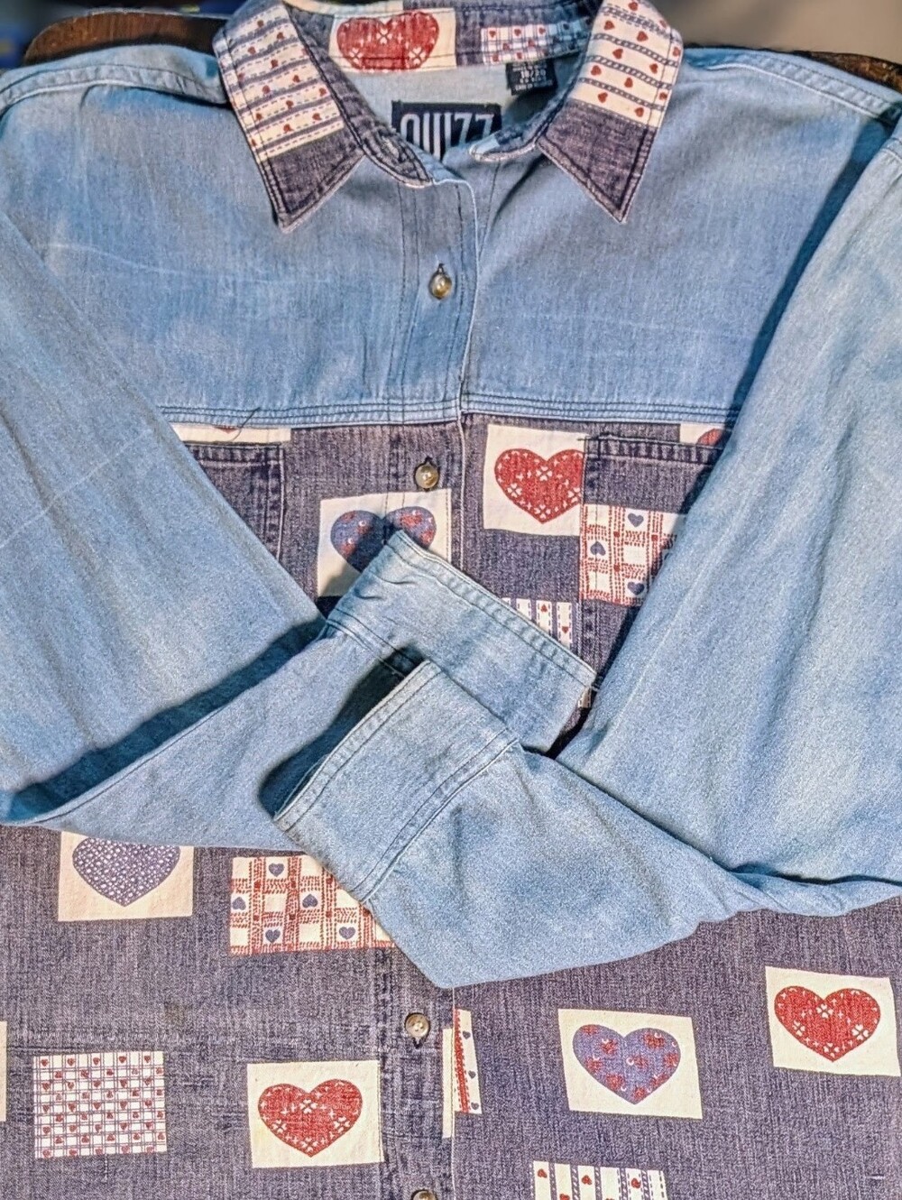 QUIZZ New York Denim Shirt Women's XL 18-20 Y2K Washed Denim